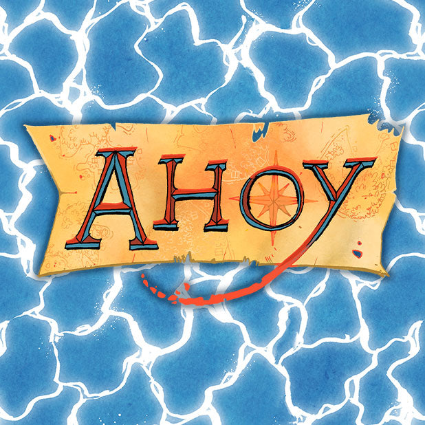 The Ahoy logo floating on the sun dappled water