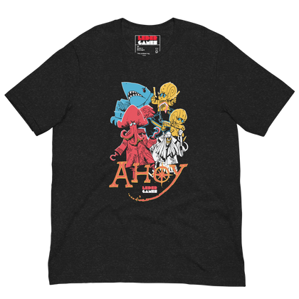 Dark Grey Heather tee with Ahoy character print