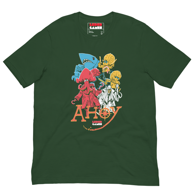 Green tee with Ahoy character print