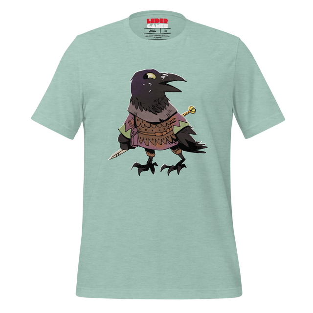 Light Green t-shirt with Corvid crow character print