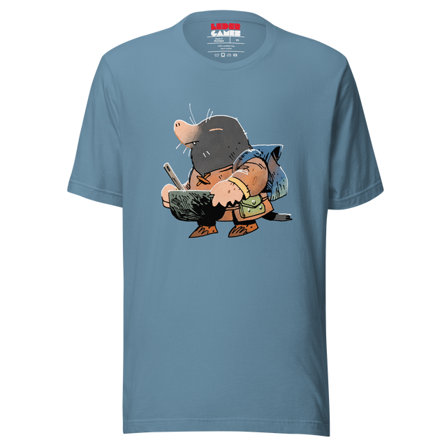 Steel Blue t shirt with Underground Duchy print