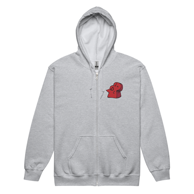 Light grey hoodie with Lord of the Hundreds meeple embroidered on left chest