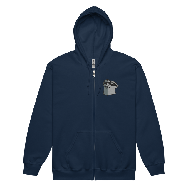Navy hoodie with a embroidered Keepers meeple on the left chest