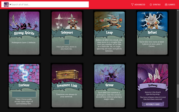Screen shot of the Leder Card Database featuring Vast cards