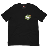 Black t-shirt with skeleton icon from Vast the Mysterious Manor on the left chest