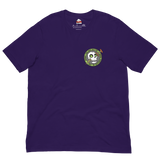Purple t-shirt with skeleton icon from Vast the Mysterious Manor on the left chest