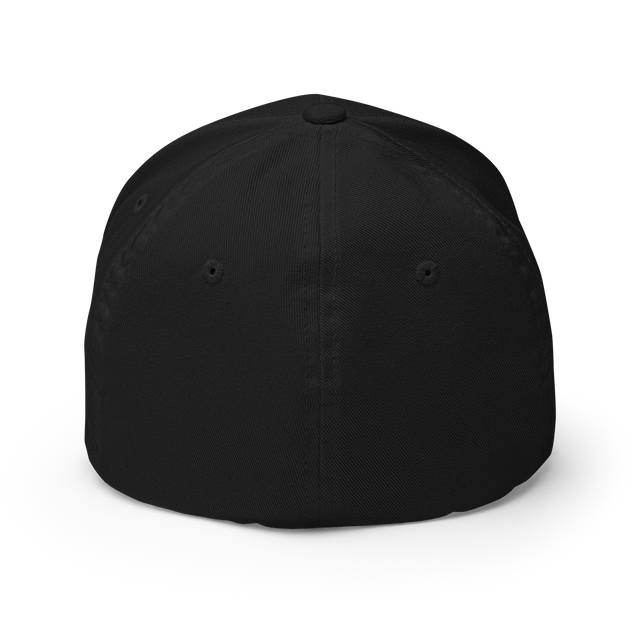 Back of stretch-fit baseball cap