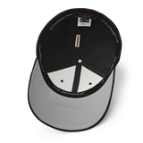 Inside of stretch fit baseball cap showing silver underbrim