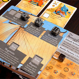 The silver smuggler's player board and dice