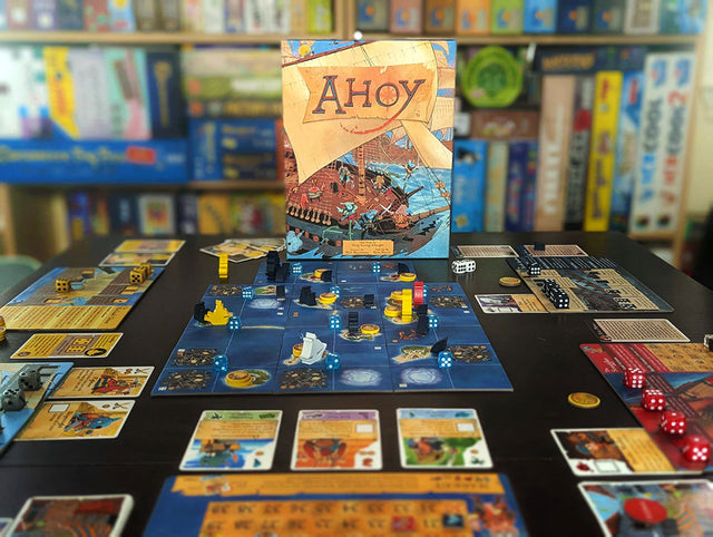 Ahoy box and components for a 4-player game