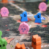 Bandit hireling meeples in-game on the Root fall board